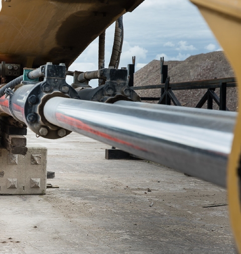 Close up of hydraulic ram